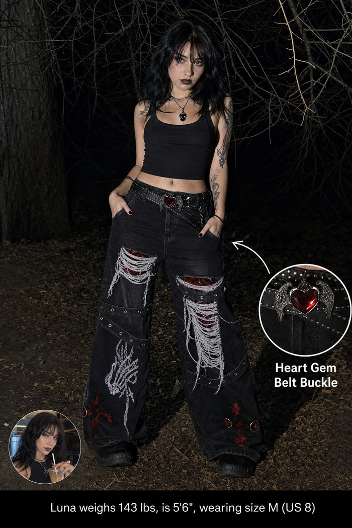 Distressed Wide-Leg Trousers